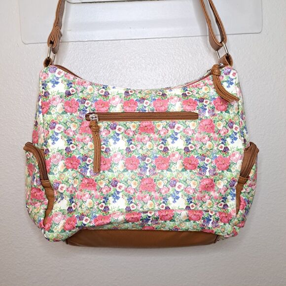 NEW St. John's Bay Shoulder Bag Floral Double Zipper Soft Faux Leather - Picture 8 of 11
